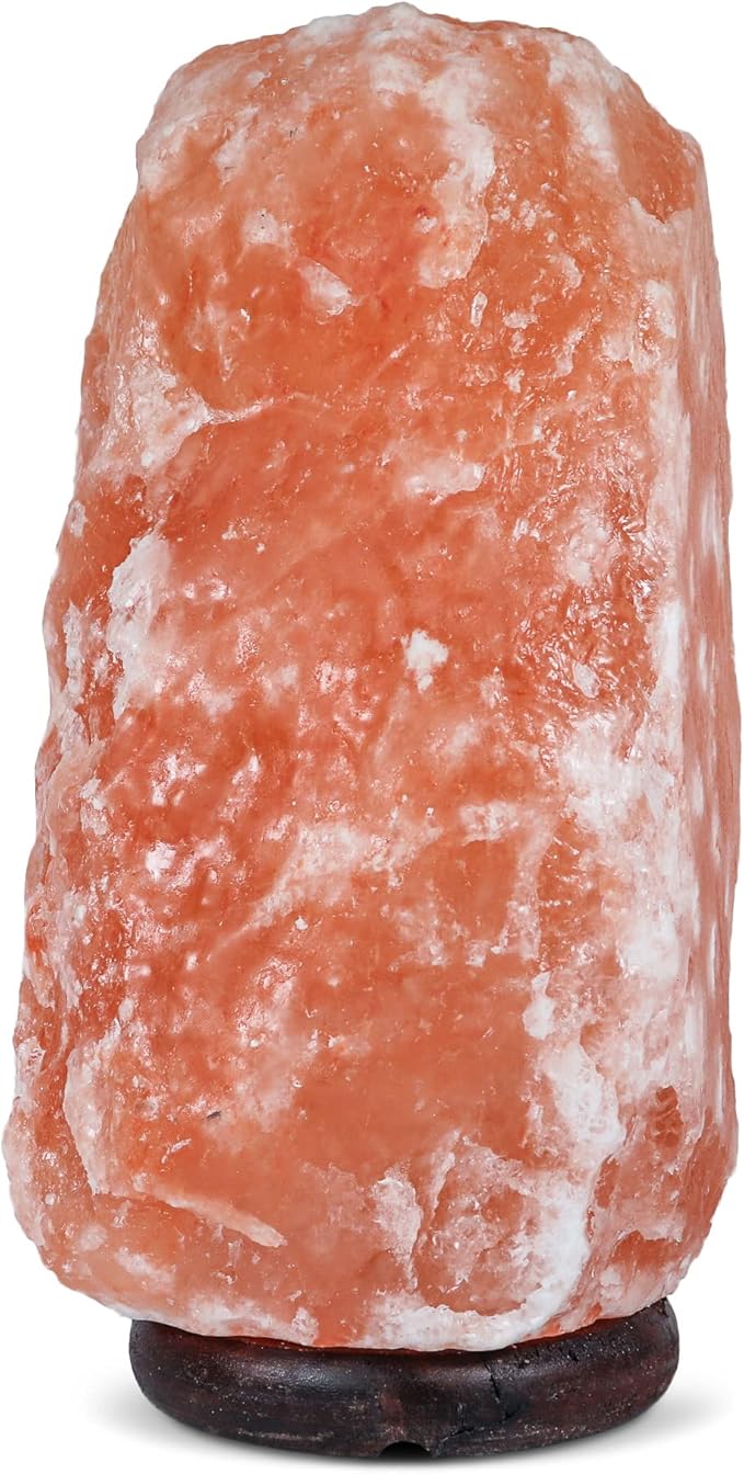 Himalayan Secrets LARGE Salt Lamp - Natural Pink Crystal with Wooden Base - Dimmer Cord and Bulb included (25-30 LBS)-Ruum Studio Home