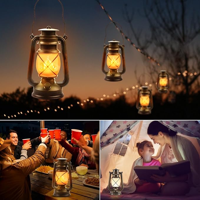 Battery-Powered 2 Modes Lighting LED Vintage Lanterns Decorative Outdoor & Indoor, 2 Pack Bronze Lights with Dancing Flame, Waterproof Remote Control Retro Lanterns Decor for Room,Garden,Porch-Ruum Studio Home