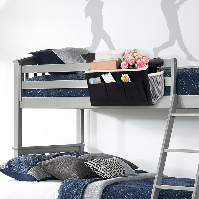 Bedside Storage Caddy/Bedside Hanging Storage Bag for Headboards Bunk Beds Dorm Rooms Book Phone Magazine Holder (New Black)-Ruum Studio Home