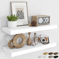 RICHFOCUS 31.5Inch Floating Shelves for Wall 2 Pack Shelves for Bedroom|Kitchen|Bathroom Wall Mounted Rustic Wood Floating Shelf with Invisible Brackets for Books|Storage|Decor, White-Ruum Studio Home