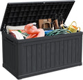 230 Gallon Double-Wall Resin Deck Box - Lockable Waterproof Outdoor Storage Box, 1000lbs Capacity & Doubles as Seating for Patio Furniture - Garden Tools, Pool Accessories (Black)-Ruum Studio Home