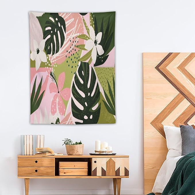 ICMOLYYENLO Tropical Green Plant Tapestry, Green Palm Leaves Natural Landscape Print Wall Tapestry for Bedroom Living Room Dormitory 60x80 Inch-Ruum Studio Home