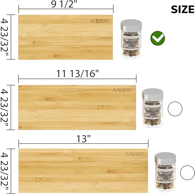 AMBIRD Bamboo Spice Drawer Organizer with Non-slip Mat,4 Tier - 2 Set Jar Spice Rack Tray From 9.5''to 19'', Seasoning Organizer for Kitchen,Cabinet,Drawers,Countertop-Ruum Studio Home