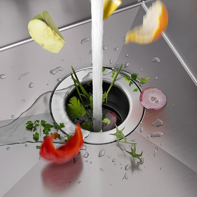 KRAUS WasteGuard 3/4 HP Ultra-Quiet Garbage Disposal with Quick Connect, Kitchen Sink Drain Cover, Power Cord and Flange Included, KWD100-75MBL-Ruum Studio Home
