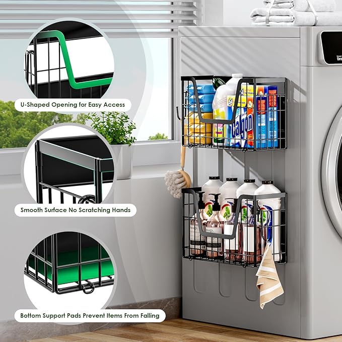 2 Set Magnetic Shelf for Fridge, Potato & Onion Storage Bins, Magnetic Fruit Basket for Refrigerator Pantry Kitchen Counter Laundry, Magnetic Fridge Organizer Spice Snacks Magnet Fridge Shelf-Ruum Studio Home