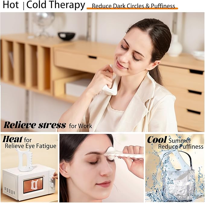 6-in-1 Ceramic Gua Sha Tool for Face & Body - Manual Facial Massage for Lymphatic Drainage, Jaw Lifting, Puffiness Care, Neck Massage for Stress Relief at Home, Self Care Gift for Mum Wife White-Ruum Studio Home