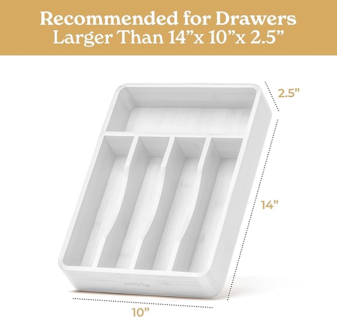 SMIRLY Silverware Drawer Organizer – Bamboo Kitchen Drawer Organizer, Adjustable Utensil Holder and Cutlery Tray, Drawer Dividers for Flatware and Kitchen Utensils-Ruum Studio Home