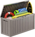 Vixzen 80 Gallon Resin Deck Box, Lockable Outdoor Storage Box for Patio Cushions Storage Furniture,Garden Tools, Pool Supplies, Weatherproof and UV Resistant- Grey-Ruum Studio Home