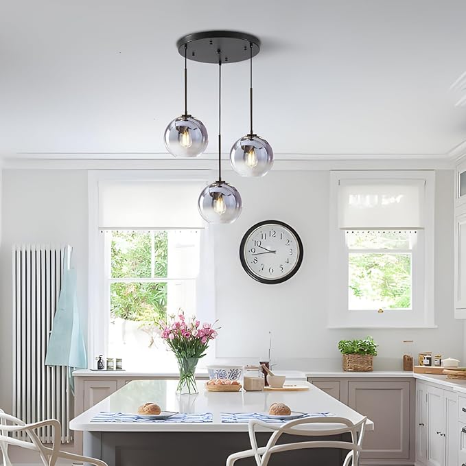 KCO Lighting 3 Pendant Light Fixtures Ceiling Hanging Large Glass Cluster Chandelier Nordic Mercury Glass Pendant Light Modern Cluster Pendant Light Fixture-Ruum Studio Home