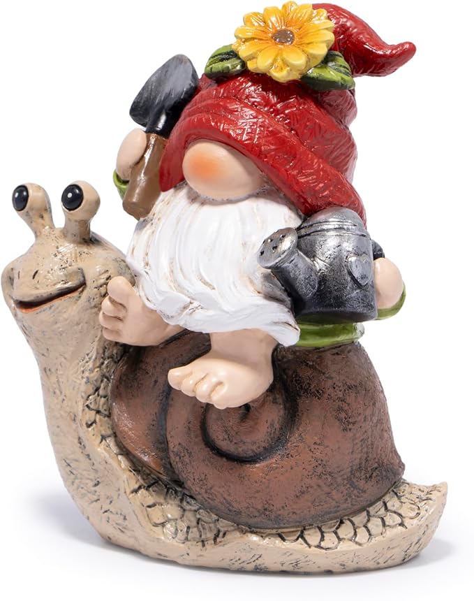 Hodao Spring Garden Gnome Decoration Flower Animal Ornaments Decor Gifts Spring Gnomes for Garden Decorations Summer Elf Figurine Gifts for Mom Outdoor Decor (Red)-Ruum Studio Home