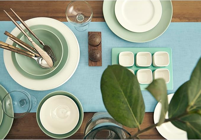 Solino Home Linen Aqua Blue Table Runner 120 Inches Long - 100% Pure Linen 14 x 120 Inch Table Runner for Dining - Fete-Ruum Studio Home