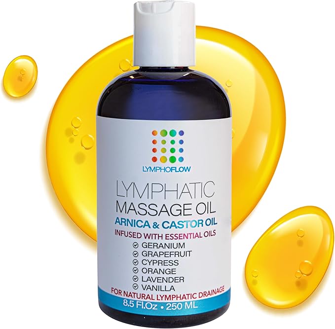 Lymphatic Drainage Massage Oil with Arnica & Cold Pressed Castor Oil I Post Surgery Recovery & Post Liposuction, BBL, 360 Lipo, Tummy Tuck I Fibrosis Treatment, Body Detox I 8.5 Oz by Bruizex-Ruum Studio Home