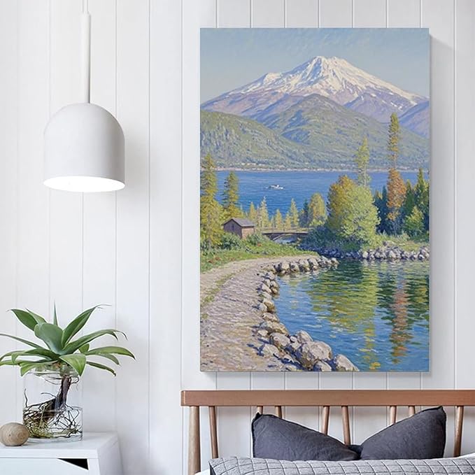 Color harmony mountain scenery blue sky lake wall painting suitable for living room natural scenery painting suitable for bedroom home decoration-Ruum Studio Home