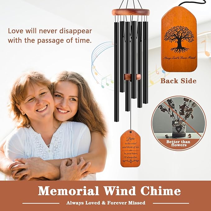 Sympathy Gift Baskets, 30" Wooden Memorial Wind Chimes for Loss of Loved One, Memorial/Bereavement/Condolence/Funeral Gifts, in Memory of a Loved One Mother Father-Ruum Studio Home