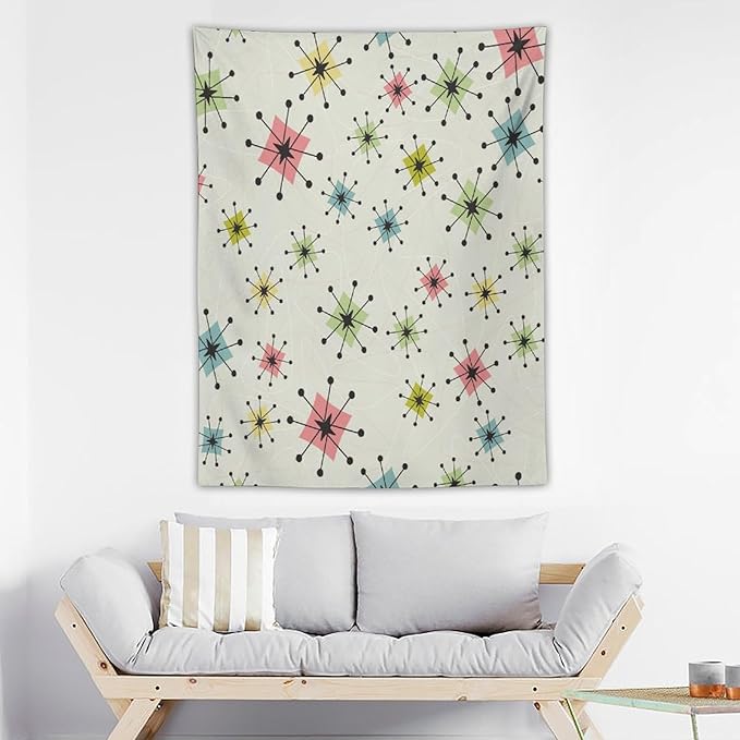 ICMOLYYENLO Abstract Cat Tapestry, Medieval Abstract Atomic Star Cat Vintage Home Wall Hanging Art Tapestry for Bedroom Living Room Dormitory 40x60 Inch-Ruum Studio Home
