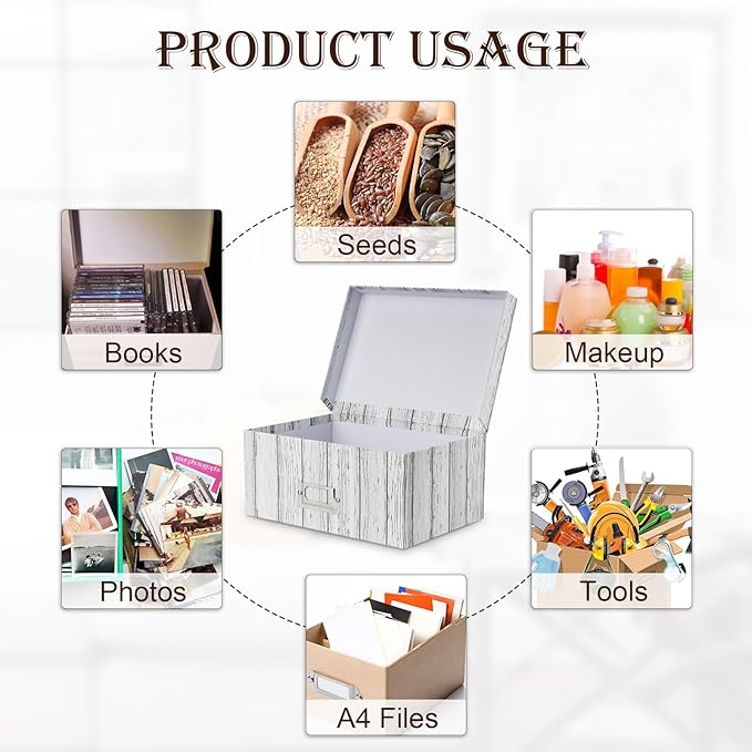 Briful Photo Boxes Storage, Storage Boxes with Lids 4 in 1 Set Water-Proof Storage Box Sets with Handles Decorative Multiple Size Storage Bins with Lids for Clothes/Shoes/Office/Cosmetic/Books-Ruum Studio Home