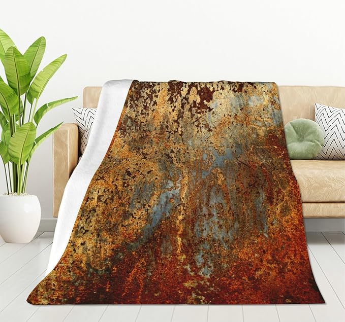 HGOD DESIGNS Brown Rust Colorful Metal Rusty Steel Iron Structure Blanket Throw Blanket Soft Comfortable for Sofa Chair Bed Office 50" x60-Ruum Studio Home