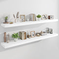 Marsmiles 72" Floating Shelves for Wall, Wooden Shelves with Invisible Brackets Set of 2, Rustic Farmhouse Wall Mounted Shelf for Kitchen Bathroom Living Room Study, White-Ruum Studio Home
