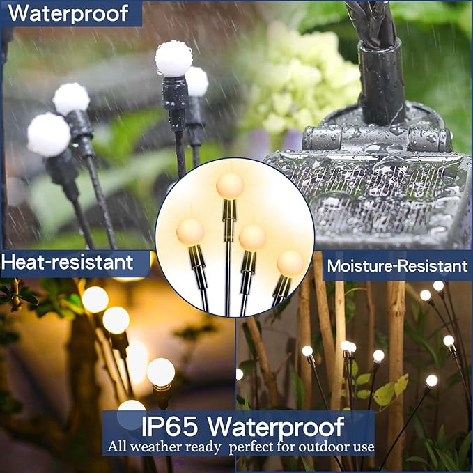 TONULAX Solar Garden Lights - Upgraded Solar Swaying Light, Sway by Wind, Outdoor Lights, Yard Patio Pathway Decoration, High Flexibility Iron Wire & Heavy Bulb Base, Warm White (4 Pack)-Ruum Studio Home
