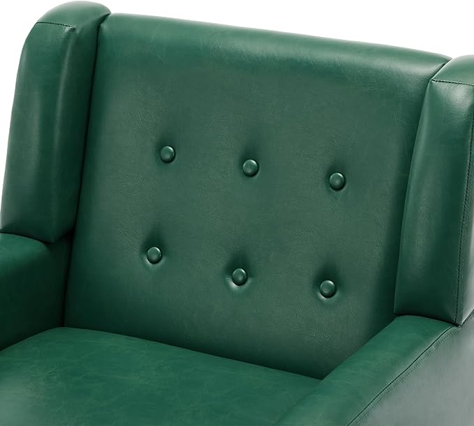 UIXE Faux Leather Accent Chair, Modern Arm Club Chair Upholstered Armchair for Living Room, Comfy Single Sofa Seats Button Tufted Reading Seating, Green-Ruum Studio Home
