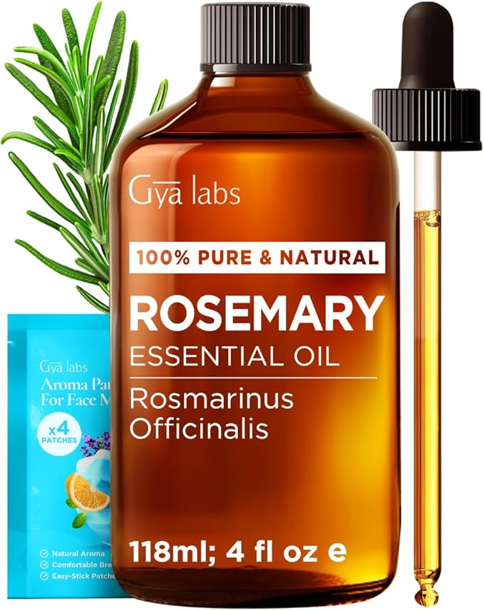 Gya Labs Rosemary Essential Oil for Hair - Huge 4 Fl Oz - 100% Pure Natural Rosemary Oil for Scalp, Diffuser, Skin, Aromatherapy & Candle Making Scent-Ruum Studio Home