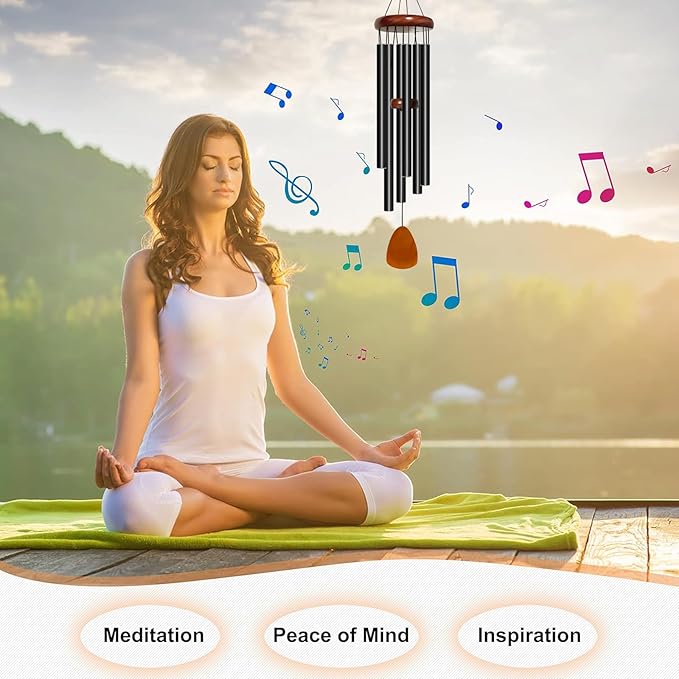 Wind Chime for Outside, 32 inch Aluminium Metal Wind Chimes, Relaxing Soothing Wind Chimes Outdoor, Decoration for Garden, Patio, Yard, Home, Gift for Mother's Day, Birthday(Waterdrop)-Ruum Studio Home