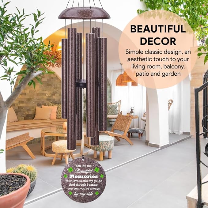 Personalized Memorial Wind Chime, Sympathy Wind Chimes for Loss of Loved One, Bereavement & in Memory Wind Chimes, Sympathy Gifts in Memory of Father, Mother or a Loved One-Ruum Studio Home
