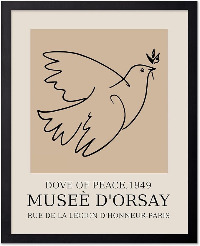 Poster Master Vintage Poster - Retro Minimalist Print - Gift for Artist, Friend - Dove Of Peace, Line Drawing, Sketch, Abstract - Wall Decor for Living Room, Bedroom, 18x24 Unframed Wall Art-Ruum Studio Home