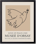 Poster Master Vintage Poster - Retro Minimalist Print - Gift for Artist, Friend - Dove Of Peace, Line Drawing, Sketch, Abstract - Wall Decor for Living Room, Bedroom, 8x10 Black Framed-Ruum Studio Home