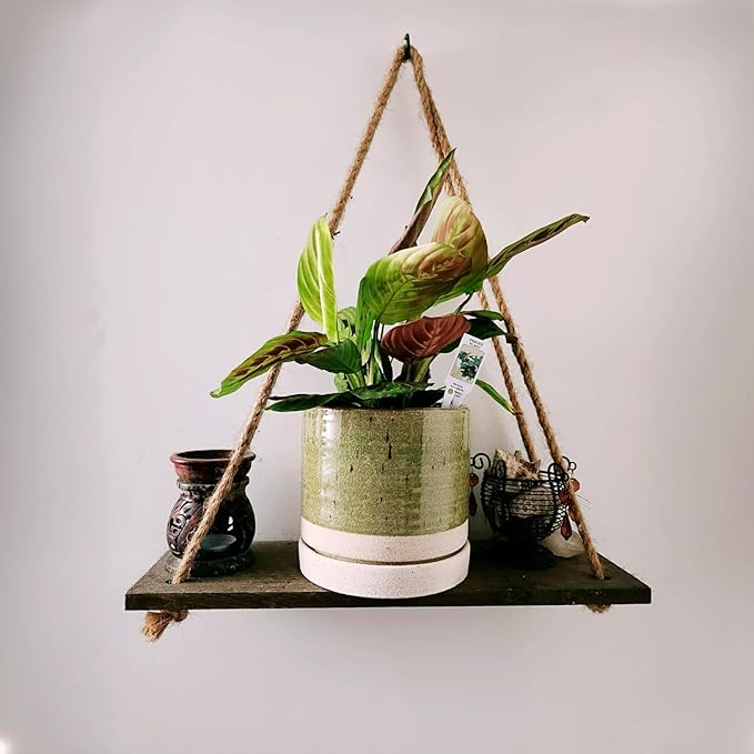 6 Inch Plant Pots, Ceramic Planter Pot with Drainage Hole & Saucer, Indoor/Outdoor Cylinder Round Planter Pot, Green & Beige-Ruum Studio Home