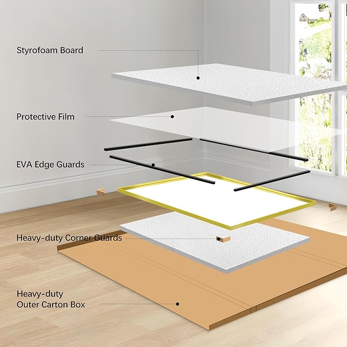 Gold Bathroom Mirror, 30x36 Inch Rectangular Framed Mirror, Large Wall Mounted Bathroom Vanity Mirror Over Sink for Bedroom,Restroom, Living Room, Hangs Vertically or Horizontally-Ruum Studio Home