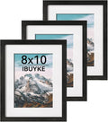 IBUYKE 8x10 Picture Frame,Set of 3,Solid Oak Wood 8x10 Photo Frame with Mat to 5x7,10x8 Picture Frames With Tempered Glass,Tabletop or Wall Mount Display,Home Decor,Black Oak 8 x 10 Frame,UWPF0810B-3-Ruum Studio Home