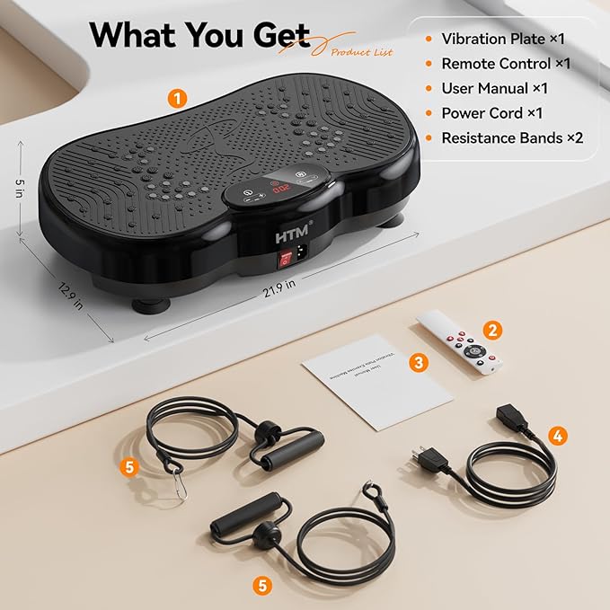 Vibration Plate Exercise Machine - 300 lbs Weight Capacity, 120 Speed Levels, 9 Workout Modes for Home Fitness, Muscle Toning & Weight Loss-Ruum Studio Home