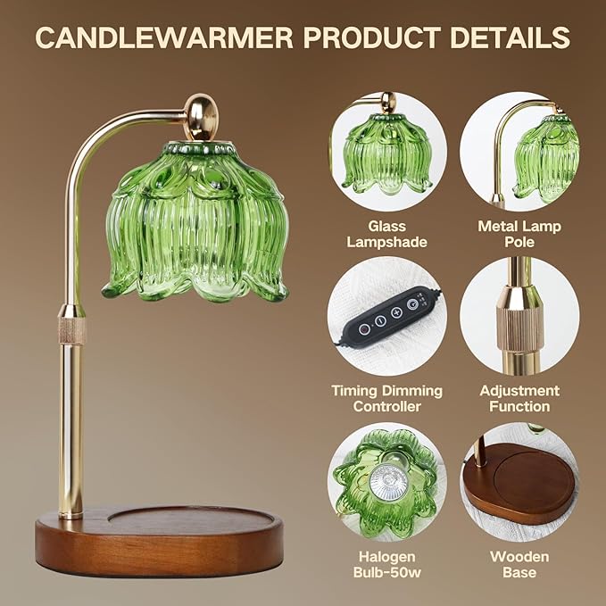 GEEZO Fragrance Candle Warmer Lamp，Electric Candle Warmer with Timer & Dimmer，Mom Christmas Birthday Gifts for Women, House Warming Gifts New Home Bedroom Decor-Ruum Studio Home