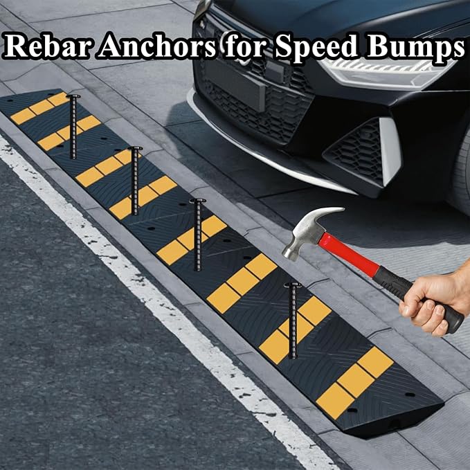 16 Inch Rebar Stakes 10 Pack Heavy Duty Ground Anchors 1/2 Inch Diameter Galvanized Steel Asphalt Anchoring Metal Spikes for Speed Bump, Parking Curb and Camping Tent-Ruum Studio Home