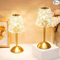 Liliful 2 Pcs LED Portable Cordless Table Lamp Touch Battery Operated Rechargeable Desk Lamp 3 Color Dimmable for Bedroom Living Room Dining (Diamond Style,Gold)-Ruum Studio Home