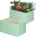 Large Outdoor Planter Boxes Kit Set of 2, 6x3x2ft Galvanized Raised Bed Planter with Open-Ended Base Design, Elevated for Outdoor Plants, Durable Raised Bed for Gardening,Green-Ruum Studio Home
