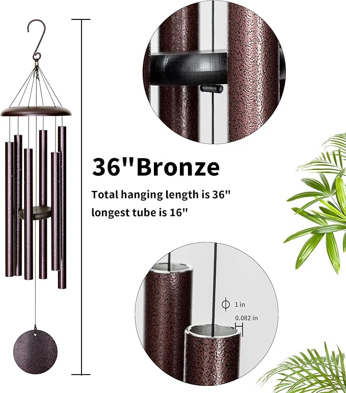 Wind Chimes for Outside, 36'' Wind Chime Outdoors Deep Tone Unique Wind Chimes Outdoor Clearance, Gifts for Mother's Day/Housewarming/Christmas-Ruum Studio Home