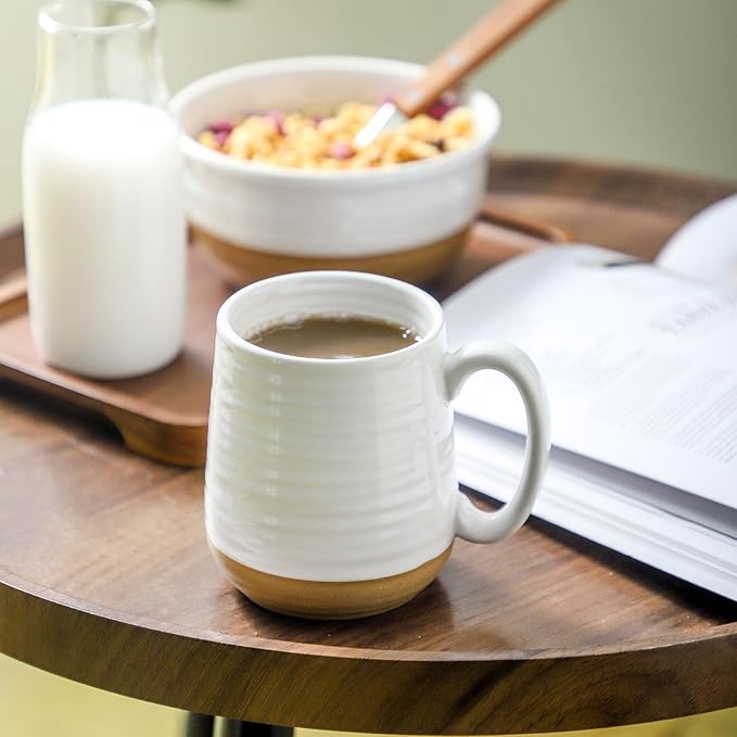Hasense Coffee Mugs Set of 6, 15 oz Ceramic Coffee Cups with Comfortable Handle, Classic White Mug for Men and Women, Tea Cup Set for Latte, Cappuccino, Milk, Soup, Dishwasher and Microwave Safe-Ruum Studio Home