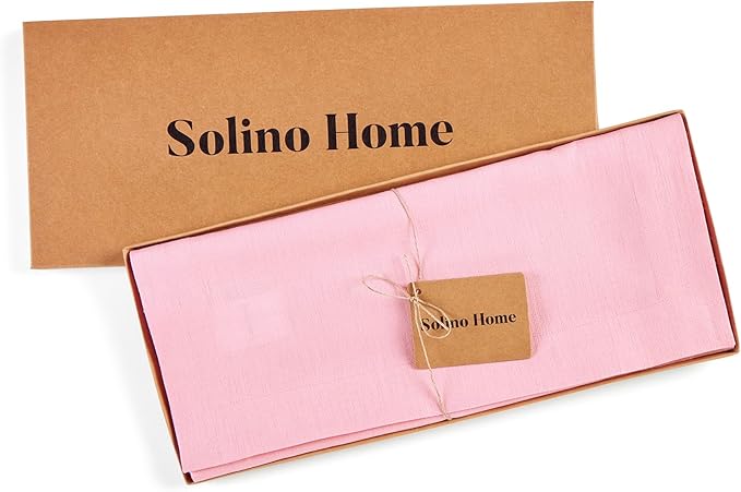 Solino Home Linen Table Runner 48 Inches - 100% Pure Linen Pink Lemonade Table Runner 14 x 48 Inch Ideal for Dresser and Coffee Tables - Halloween - Fete-Ruum Studio Home