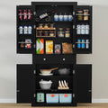 usikey 72” Kitchen Pantry Cabinet, Tall Storage Cabinet with 4 Doors and 1 Drawer, Freestanding Cupboard with 6 Hanging Shelves and Adjustable Shelves for Kitchen, Dining Room,Living Room, Black-Ruum Studio Home