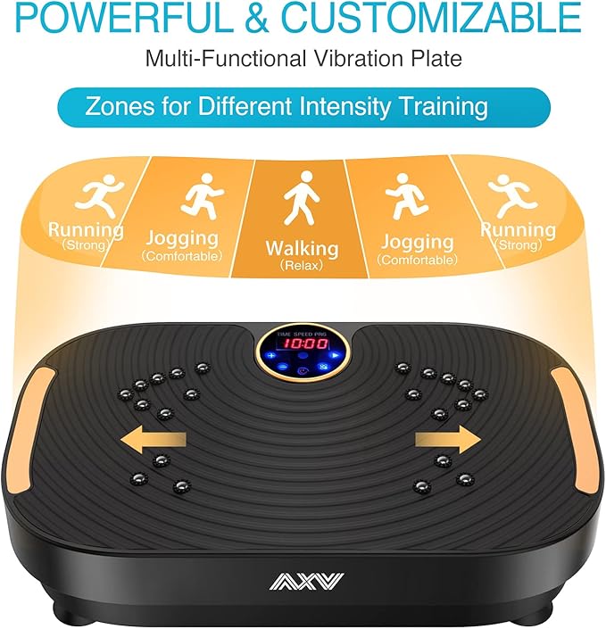 AXV Vibration Plate Fitness Platform Exercise Machine Vibrating Lymphatic Drainage Shaking Full Body Shaker Workout Vibrate Stand Shake Board Sport Gym for Weight Loss Fat Burner for Women Men-Ruum Studio Home