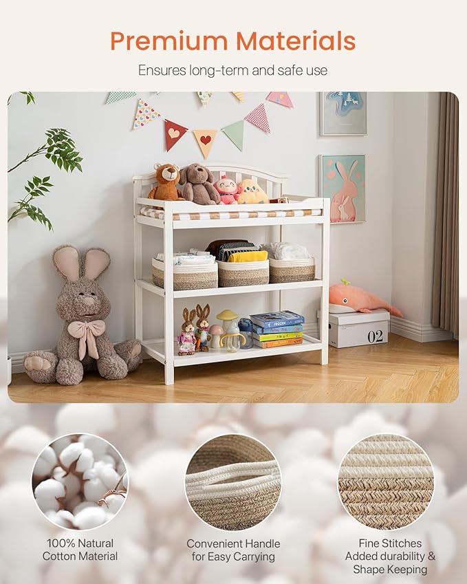 Small Woven Basket, 13.5 x 9.5 x 5 Inches, Storage Basket for Organizing, Cute Small Rope Shelf Closet Cube Storage Bins Baskets for Shelves, Dog Toy Gift Baskets Empty, 3 Pack Gradient Brown-Ruum Studio Home