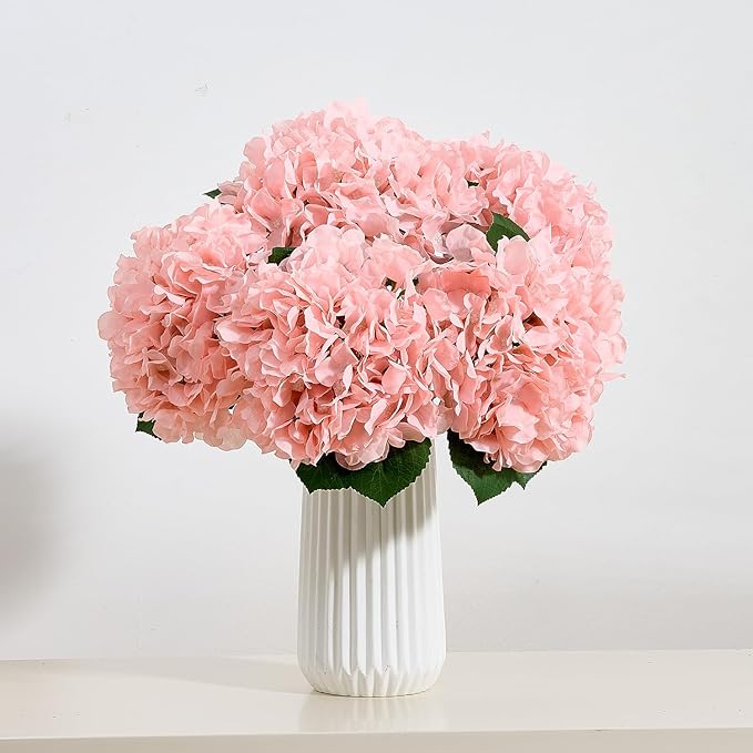 8Pcs Blush Fake Flowers Silk Hydrangea Artificial Flowers Bouquets Faux Hydrangea Stems for Home Table Centerpieces Wedding Party Decoration-Ruum Studio Home