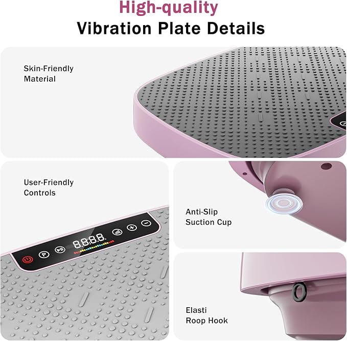 Vibration Plate Exercise Machine, Ultra-Quiet Vibration Plate for Lymphatic Drainage & Body Toning, Whole Body Vibration Platform with Bluetooth, Resistance Bands, Home Gyms Equipment-Ruum Studio Home