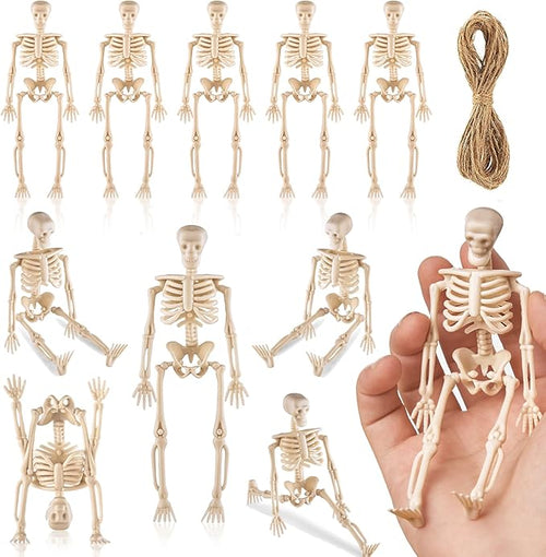 10 Pcs Halloween Mini Skeleton Figurine Decoration,6”Halloween posable Skeleton Decor,Small Plastic Skeleton Figure for Spooky Home Decor Haunted House Decorations Party Favors-Ruum Studio Home