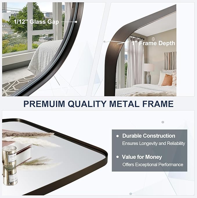 ANDY STAR Bronze Oblong Mirror, 36x48 Inch Brushed Bronze Oval Mirror for Bathroom with Stainless Steel Metal Frame, Wall Mouned for Bathroom, Living Room, Entryway-Ruum Studio Home