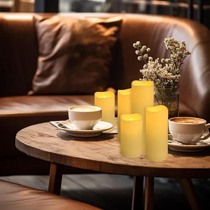 Set of 24 Waterproof Outdoor Flameless Candles,Realistic LED Candles with 4 Remote and Timer,(H 4" 5" 6" x D 2.2"),for Halloween Wedding Festival Decor.-Ruum Studio Home