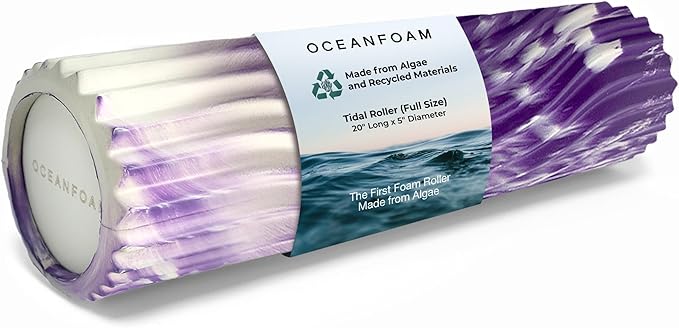 Oceanfoam Tidal Roller - Purple Marbled - Muscle Massage Foam Roller for Back Pain & Stretching - Firm and Ergonomic Wide Wave Textured - Yoga, Athletics, & Wellness - Full Size, 20" x 5"-Ruum Studio Home
