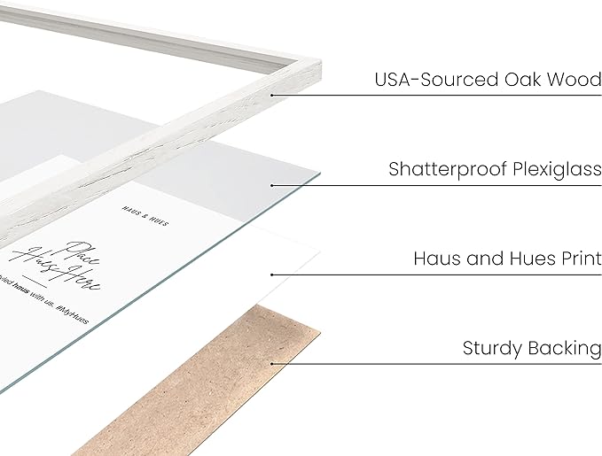 HAUS AND HUES 24 x 36 Poster Frame - Set of 1 24x36 White Poster Frame, Wooden Picture Frames, 24x36 Poster Frame White Poster Frames 24x36, Poster Frame 24x36 Frame White Frame (White Oak Frame)-Ruum Studio Home